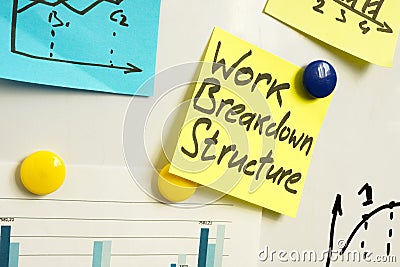 WBS Work Breakdown Structure memo on whiteboard. Stock Photo