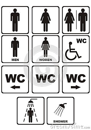 Wc icons on white Vector Illustration