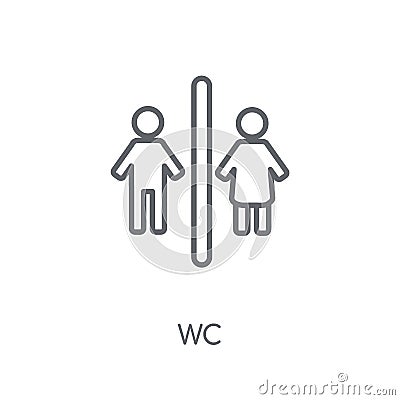 Wc linear icon. Modern outline Wc logo concept on white backgrou Vector Illustration