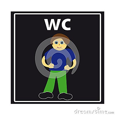 Wc men- symbol on black background. Vector Illustration