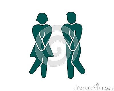 Wc restroom bathroom icon template. Male female toilet indicating sign symbol. Illustration in minimal style Stock Photo