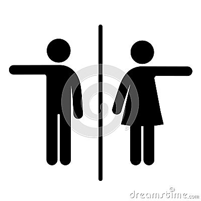 WC sign Icon indicate direction Vector Illustration on the white background. Vector man & woman icons. Vector Illustration