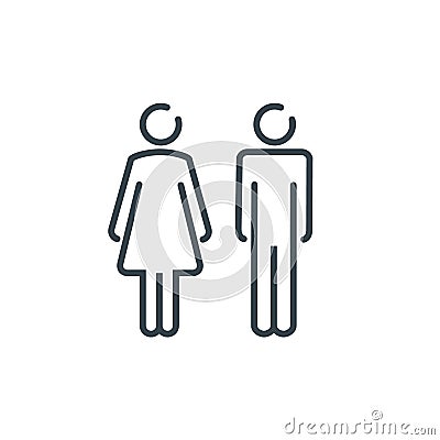 WC sign restroom icon. Toilet bathroom male and female symbol. Wc isolated line pictogram Vector Illustration