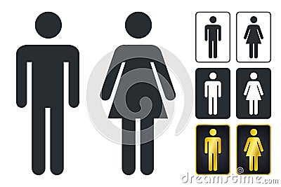 WC Sign for Restroom. Toilet Door Plate icons. Men and Women Vector Symbols Vector Illustration