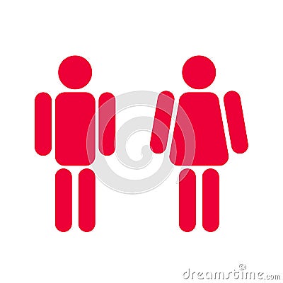 Wc symbols, robot red restroom men and women signs vector. Cartoon Illustration