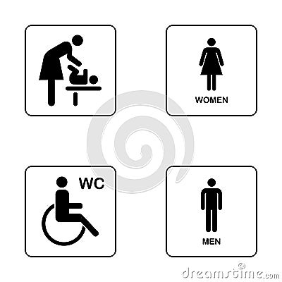 WC / Toilet door plate icon set. Vector Illustration