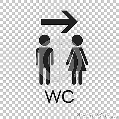 WC, toilet flat vector icon . Men and women sign for restroom on Vector Illustration