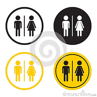 WC, toilet flat vector icon . Men and women sign for restroom on Vector Illustration