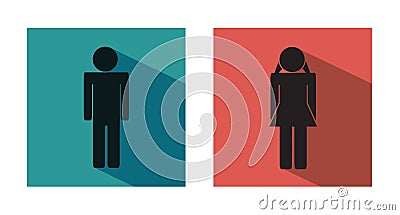 Wc or toilet modern flat icons - male and female icon Vector Illustration