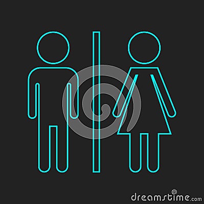 WC, toilet neon vector icon. Vector Illustration