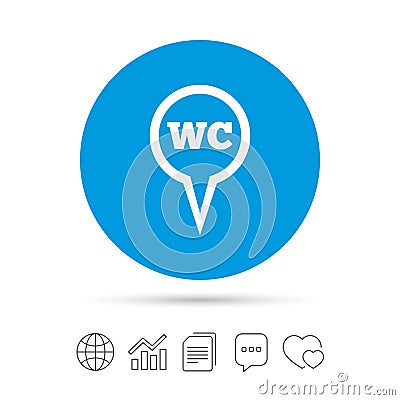 WC Toilet sign icon. Restroom symbol. Vector Illustration