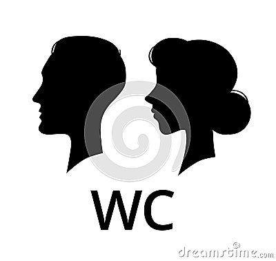 WC toilet sign. Male and female face profile washroom. Ladies and gents bathroom vector pictogram Vector Illustration