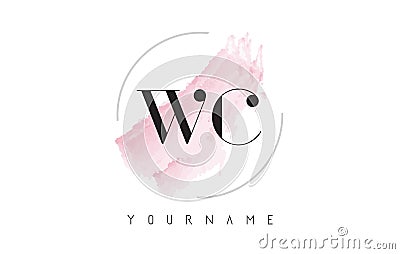 WC W C Watercolor Letter Logo Design with Circular Brush Pattern Vector Illustration