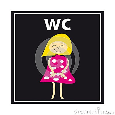 Wc women- symbol on black background Vector Illustration