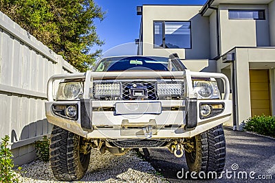 4WD truck with bull bar. Stock Photo