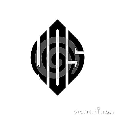 WDS circle letter logo design with circle and ellipse shape. WDS ellipse letters with typographic style. The three initials form a Vector Illustration