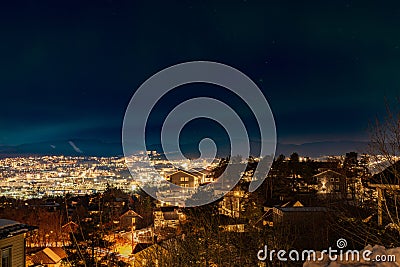 Weak aurora borealis over Oslo Stock Photo