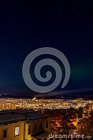 Weak aurora borealis over Oslo Stock Photo