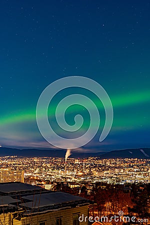 Weak aurora borealis over Oslo Stock Photo