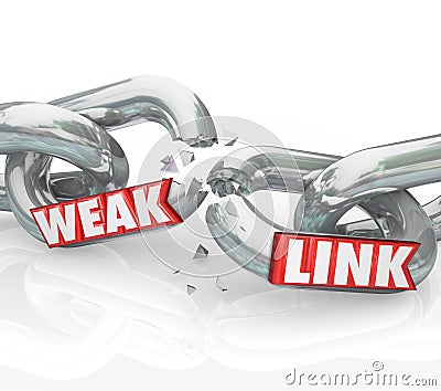 Weak Link Chains Breaking Broken Bad Performance Poor Job Stock Photo