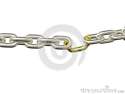 Weak Link - Silver and Gold Stock Photo