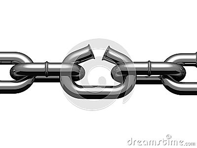 Weak link in stretched chain Stock Photo