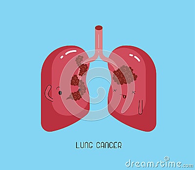 Weak lung cancer, character of dental Vector Illustration