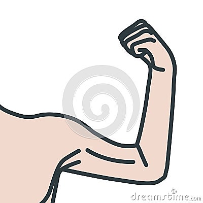 Weak male arms with flexed biceps muscles Vector Illustration