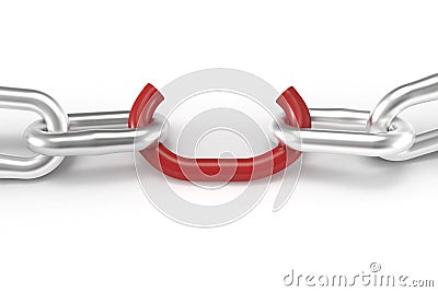 Weak red chain link close up Stock Photo