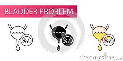 Weak stream when urinating. Line icon concept Vector Illustration