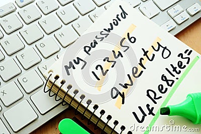 Weak and strong password. Stock Photo