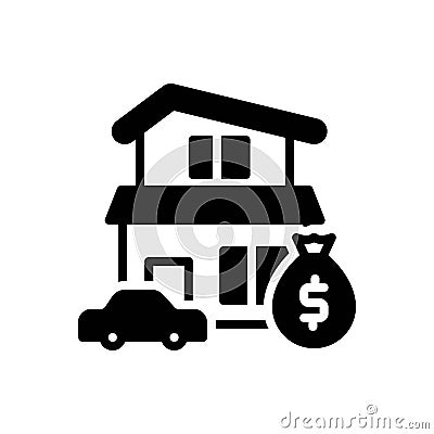 Black solid icon for Wealth, affluence and property Vector Illustration