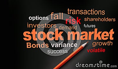 Wealth management portfolio info-text graphics and arrangement concept on black background word clouds Stock Photo