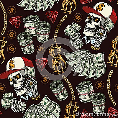 Wealth and money seamless pattern Vector Illustration