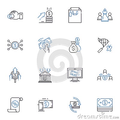 Wealth Planning Office line icons collection. Prosperity, Investing, Retirement, Estate, Legacy, Finance, Asset vector Vector Illustration