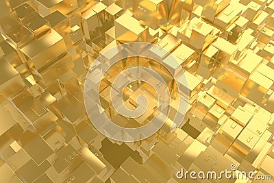 Wealth rich concept idea Golden city at sunset rays Abstract space background.3D illustration rendering Cartoon Illustration