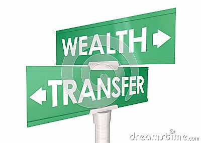 Wealth Transfer Arrow Road Signs Move Money Leave Heirs 3d Illustration Stock Photo