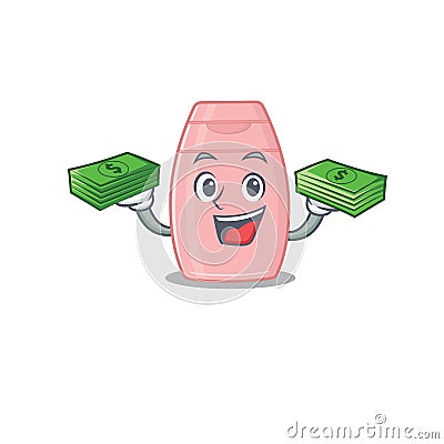A wealthy baby cream cartoon character with much money Vector Illustration