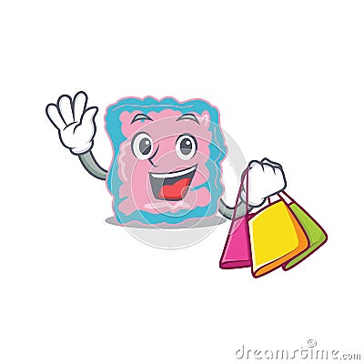 Wealthy intestine cartoon character with shopping bags Vector Illustration