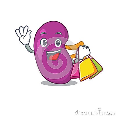 Wealthy kidney cartoon character with shopping bags Vector Illustration