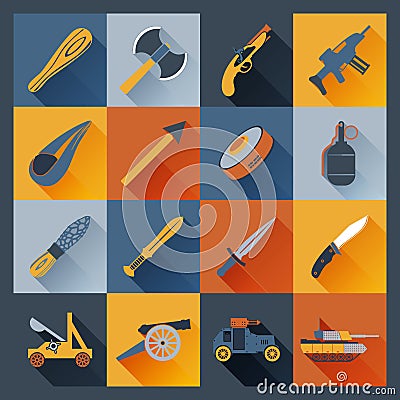 Weapon Icons Flat Vector Illustration