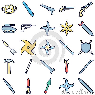 Mobile Weapon Isolated Vector icon set every single icon can easily modify or edit Vector Illustration