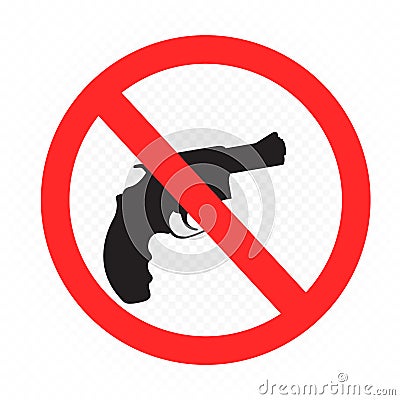 Weapon prohibition sign white background Vector Illustration