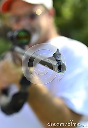 Weapon shotgun hunting. Stock Photo