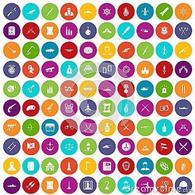 100 weapons icons set color Vector Illustration