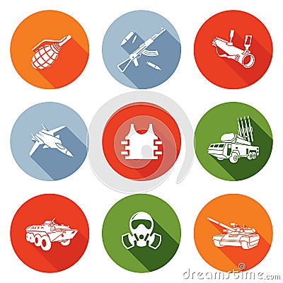 Weapons Icons Set. Vector Illustration. Vector Illustration