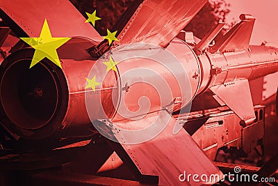 Weapons of mass destruction. Chinese ICBM missile. War Background. Stock Photo