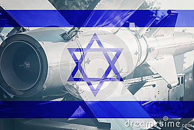 Weapons of mass destruction. Israel ICBM missile. War Background Stock Photo