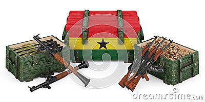 Weapons, military supplies in Ghana, concept. 3D rendering Stock Photo