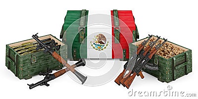 Weapons, military supplies in Mexico, concept. 3D rendering Stock Photo